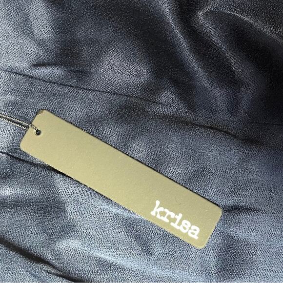 Revolve Krisa wide leg satiny blue pants pull on comfortable flowy pockets sz L - Picture 4 of 6